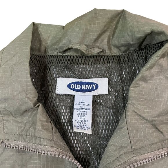 Old Navy Men's Green Nylon Pullover Windbreaker Jacket Size Medium Running Golf - Picture 2 of 5